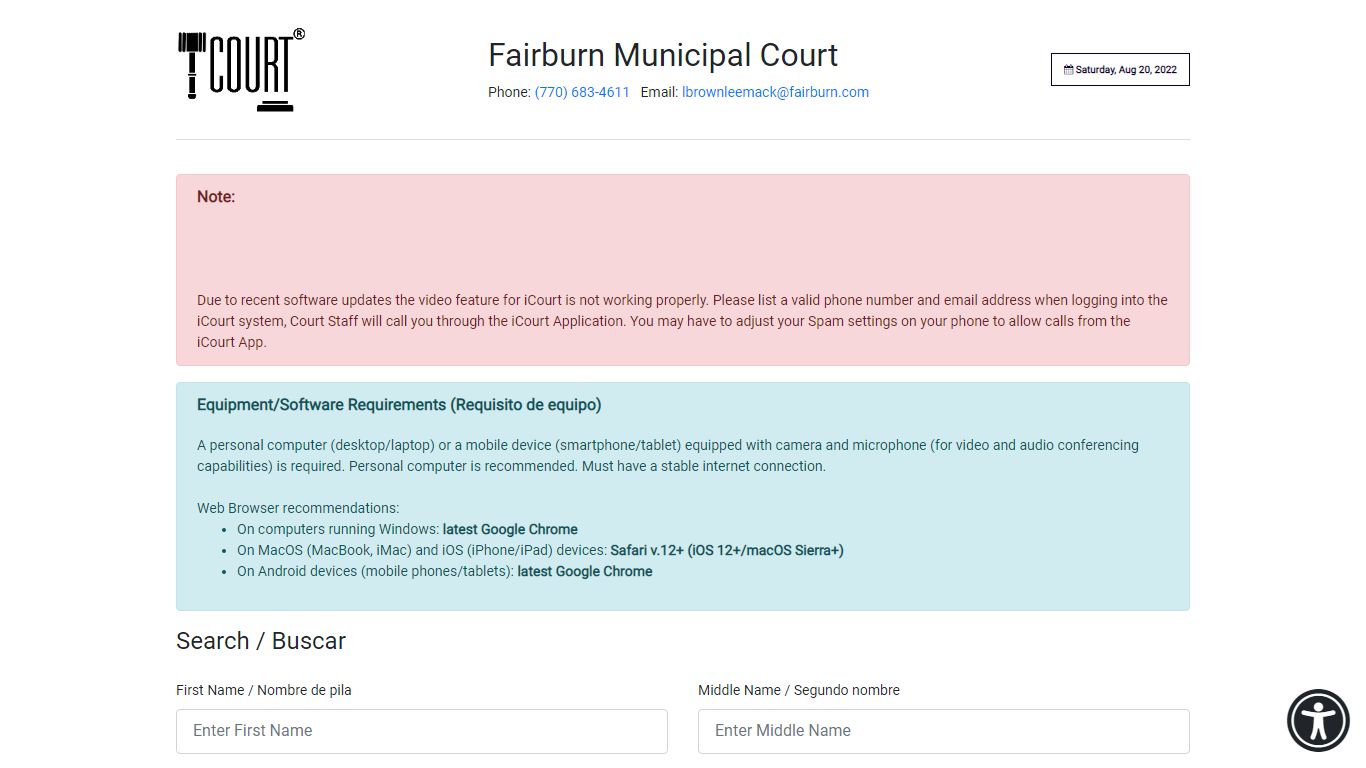 Fairburn Municipal Court - Virtual Court System